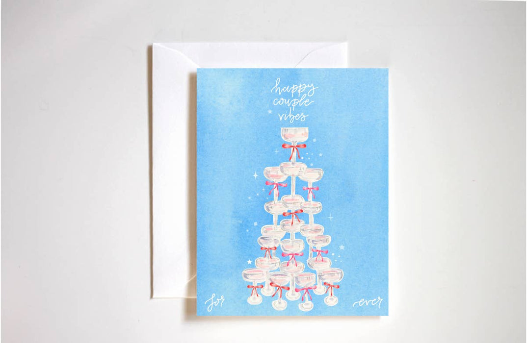 Champagne Tower Happy Couple Vibes Card