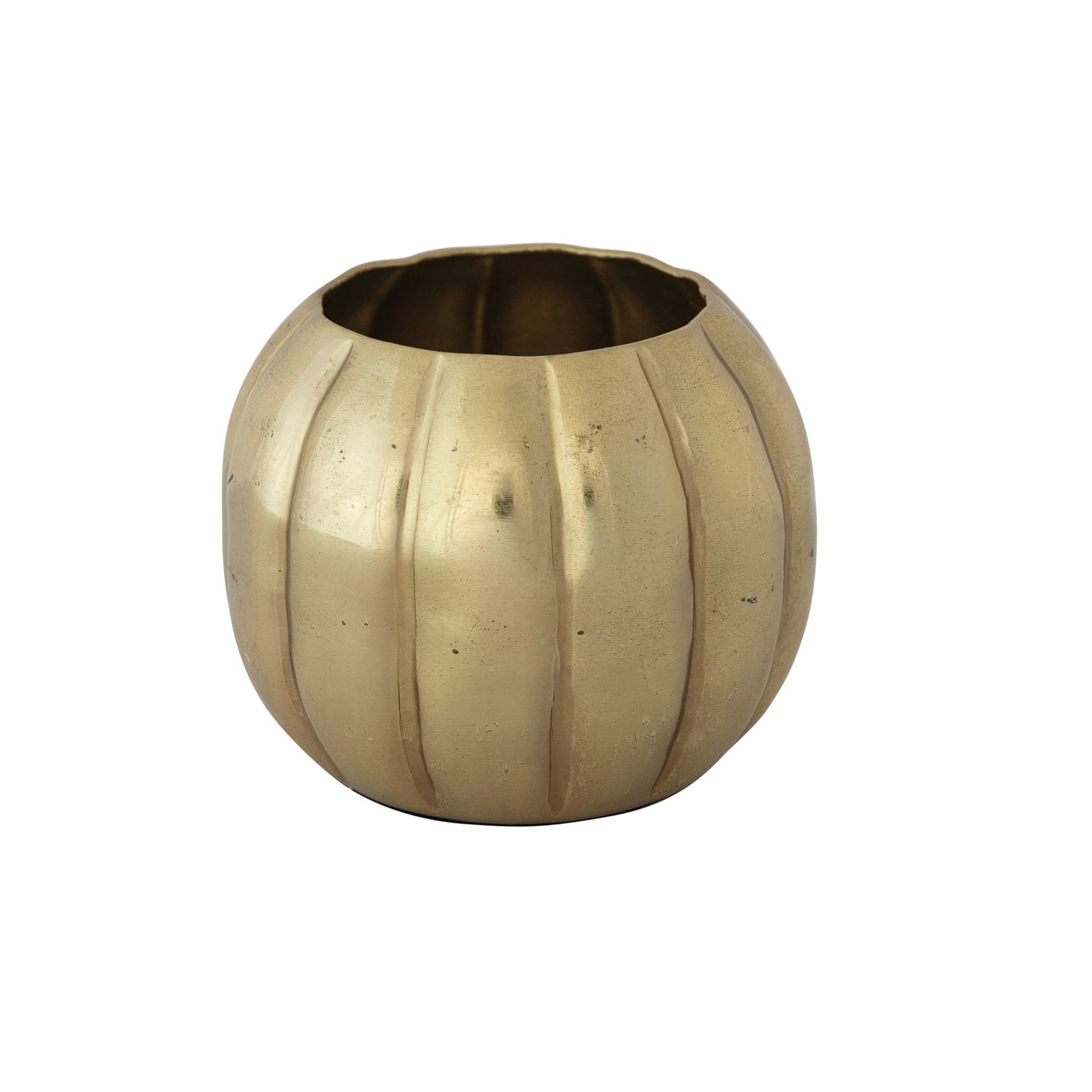 Metal Pumpkin Shaped Tealight/Votive Holder, Gold Finish