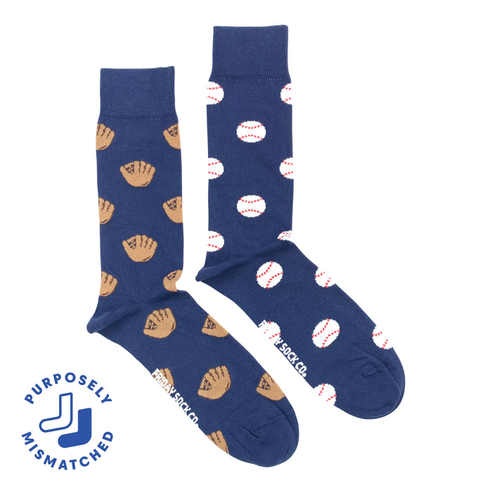 Baseball Glove & Baseball Mismatched Men's Socks