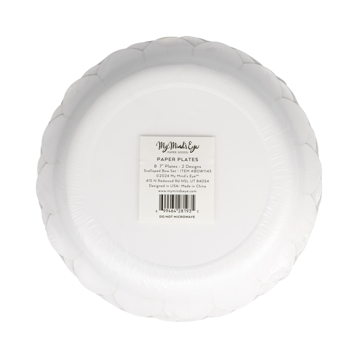Assorted Stripes and Bow Scalloped Plate Set