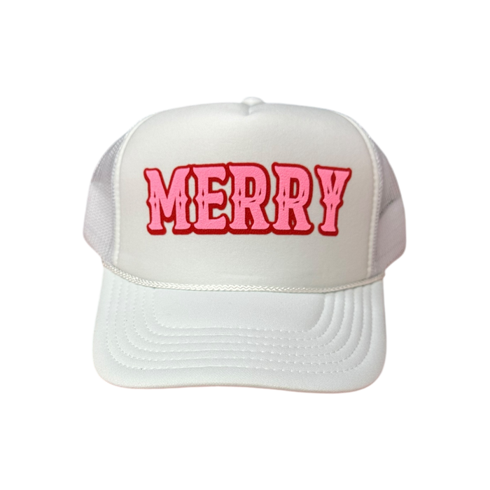 White w/Red Merry Trucker Hat