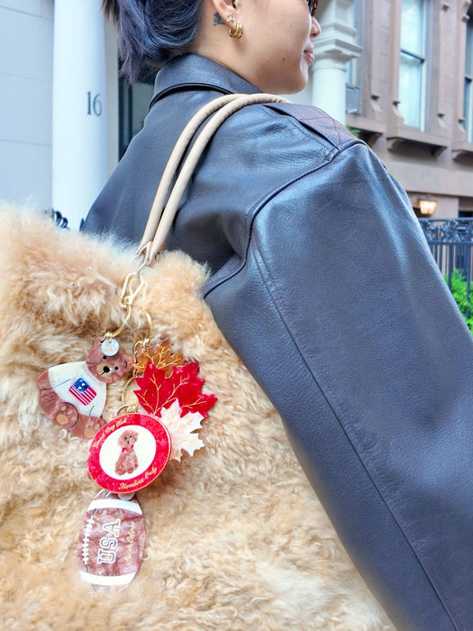 Americana Teddy Bear Bag Charm + Keychain