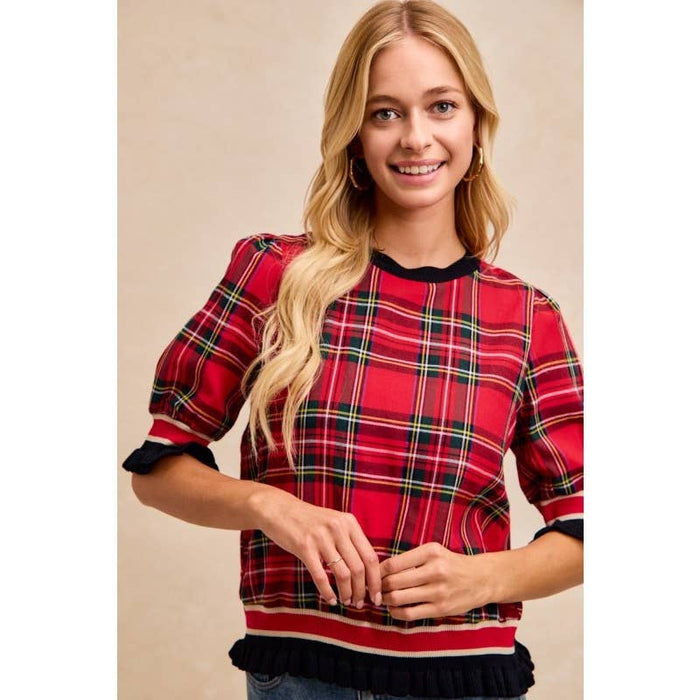 Christmas Plaid Banded Top