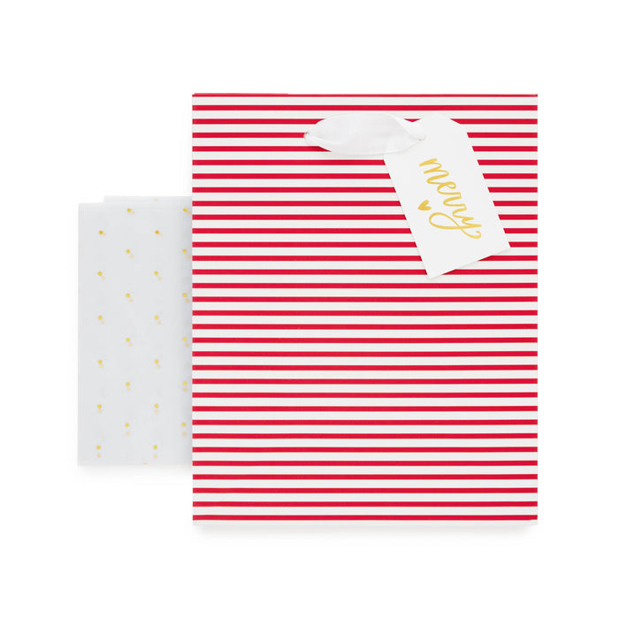 Holiday Gift Bag Set | Red Stripe