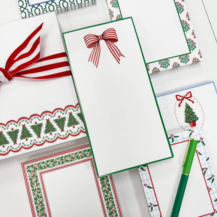 4"x8" Red Striped Bow Notepad