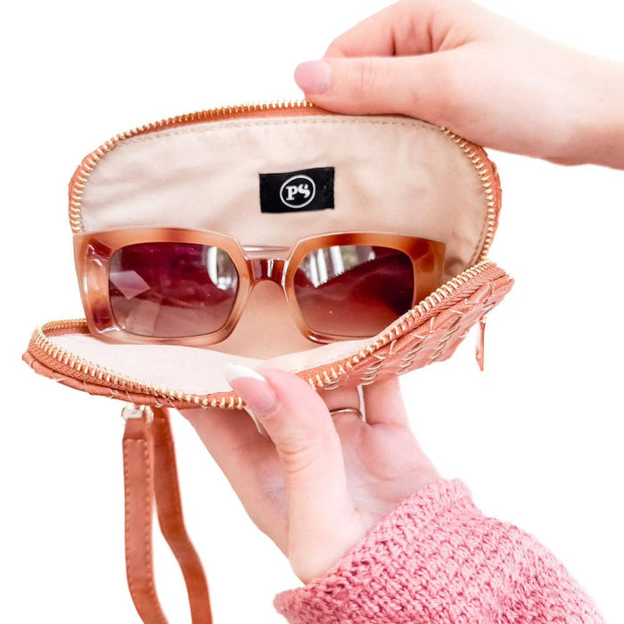 Dylan Woven Sunglass Case Wristlet | Brown