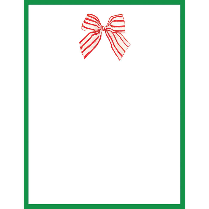 4"x5" Red Striped Bow Notepad