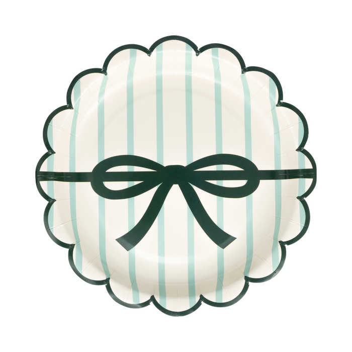 Assorted Stripes and Bow Scalloped Plate Set