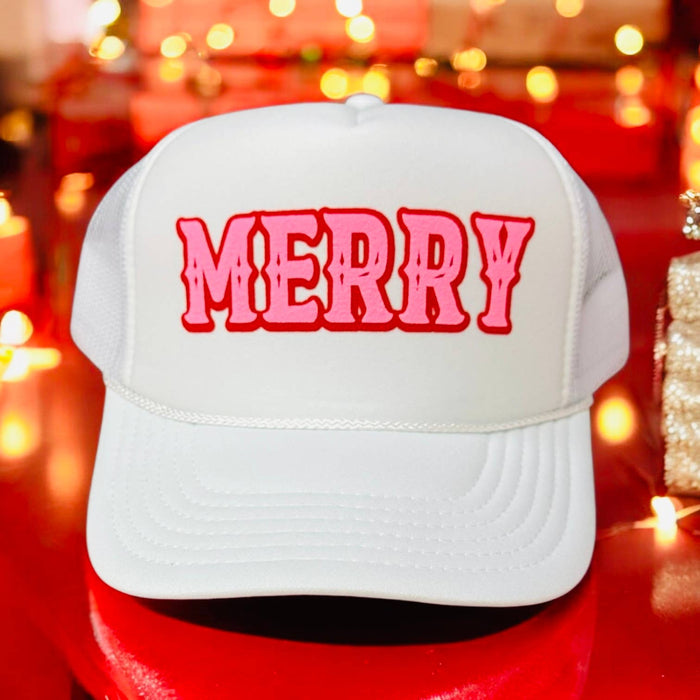 White w/Red Merry Trucker Hat
