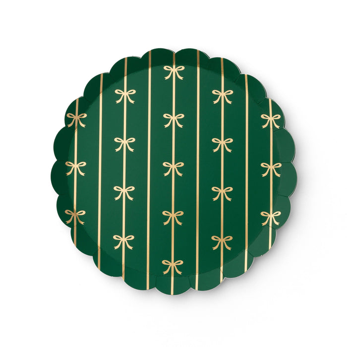 Emerald Green Bow Dessert Plates