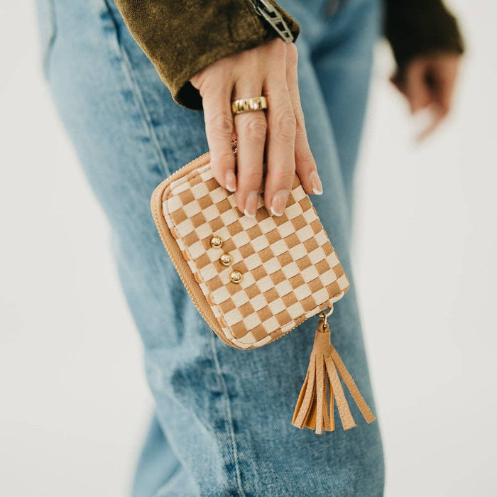 Wynona Woven Wallet | Checkered Black