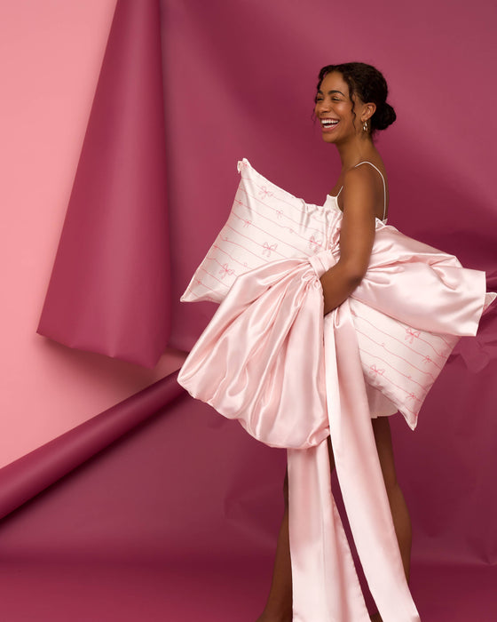 Satin Pillowcase | Striped Bows