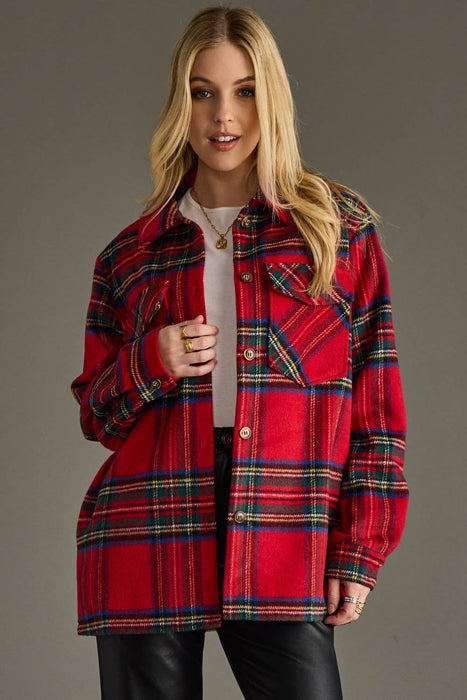 Red Multicolor Plaid Jacket