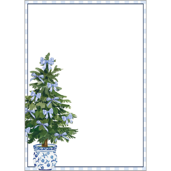 5"x7" Blue Bows Christmas Tree Notepad