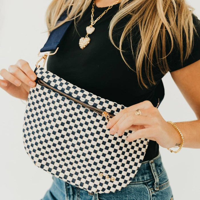 Westlyn Woven Bum Bag | Checkered Black
