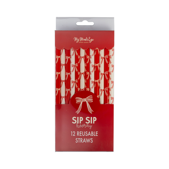 Christmas Bows Reusable Straws