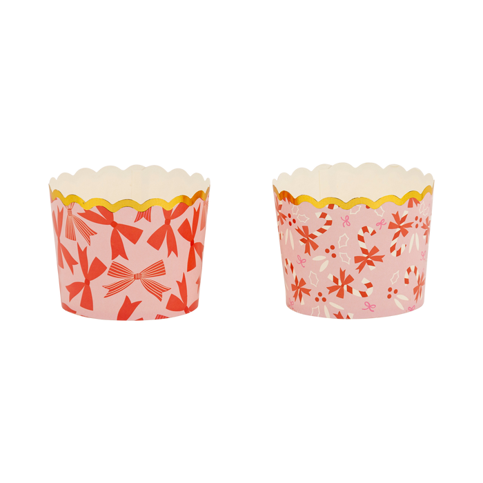 Pink Gold Foil Bows Baking Cups