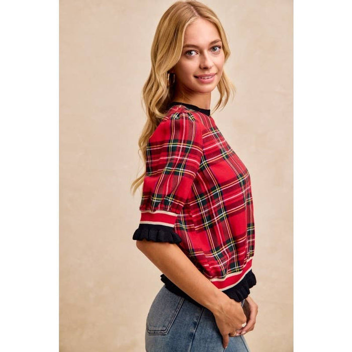 Christmas Plaid Banded Top