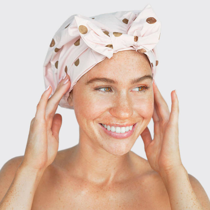 Luxury Shower Cap | Blush Dot