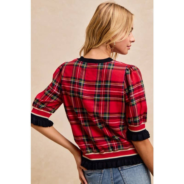 Christmas Plaid Banded Top