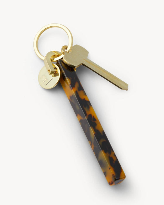 Bar Keychain in Classic Tortoise | Gold