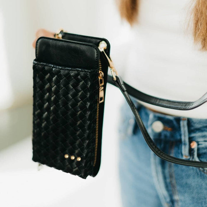 Double Duty Phone Bag | Woven Checkered Tan