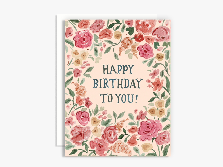 Watercolor Floral Birthday To You Card