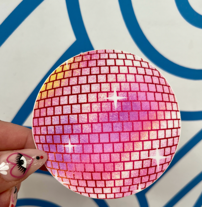 Pink Disco Ball Sticker