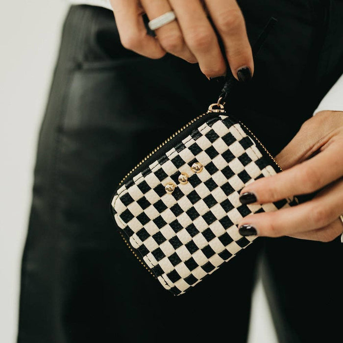 Wynona Woven Wallet | Checkered Black