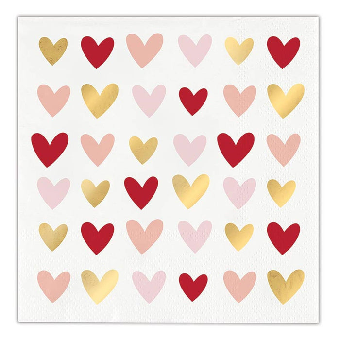 Hearts Beverage Napkin