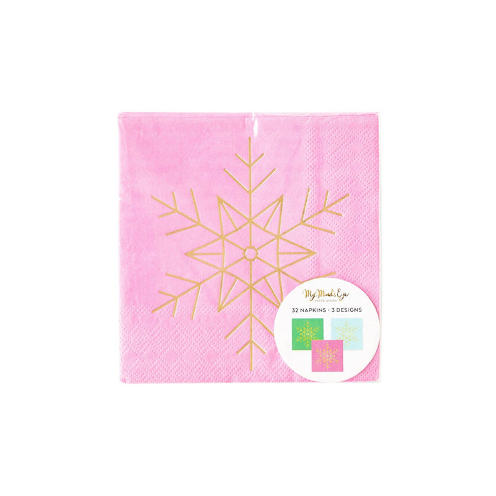 Foiled Snowflake Cocktail Napkin