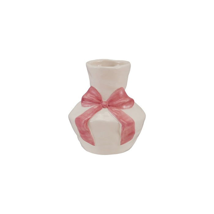 Hand-Painted Ceramic Vase W Bow