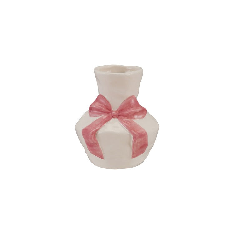 Hand-Painted Ceramic Vase W Bow