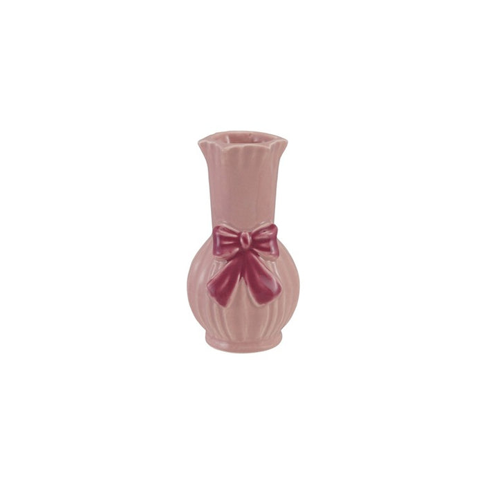 Hand-Painted Ceramic Mini Vase W Bow