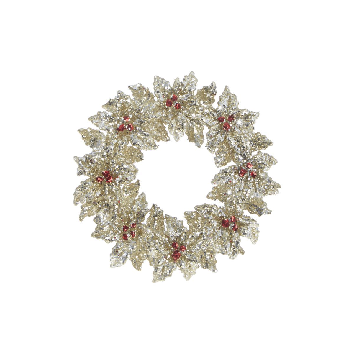 5.25 Glittered Holly Wreath Ornament