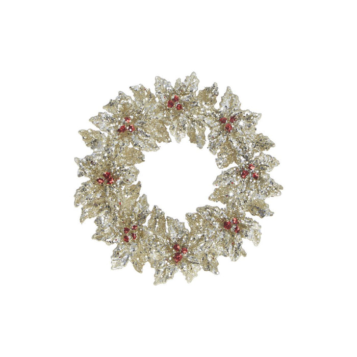 5.25 Glittered Holly Wreath Ornament