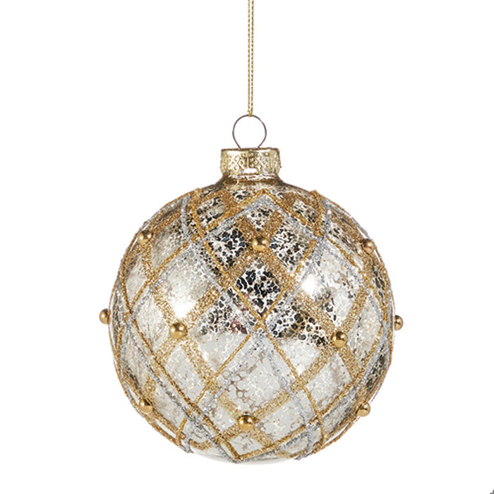 4 Silver and Gold Mercury Glass Ball Ornament