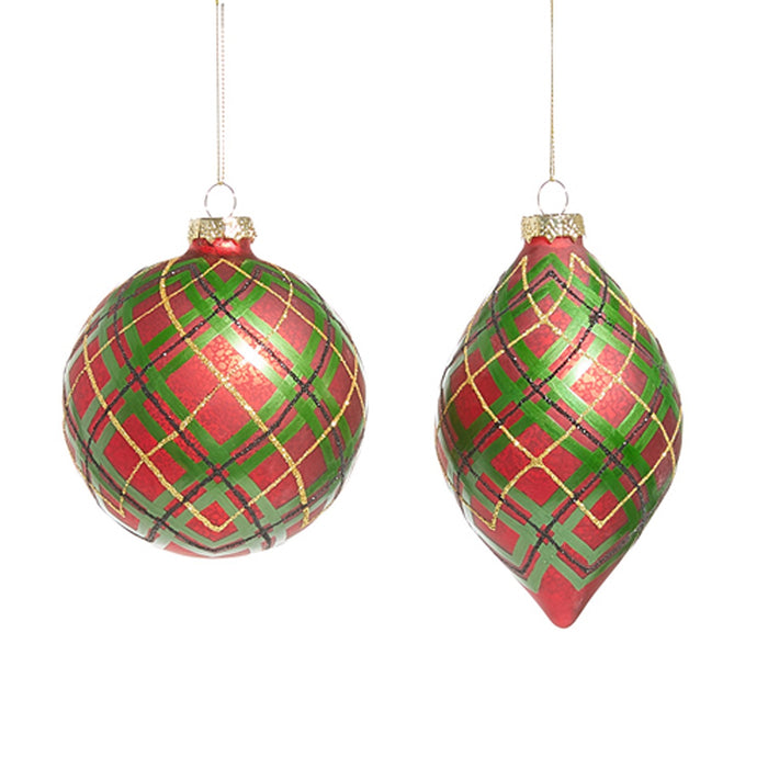 4 Red Green Plaid Ornament