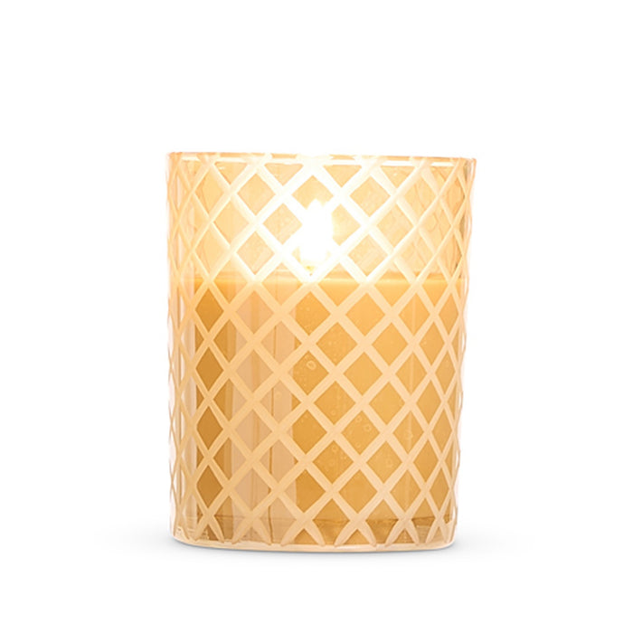 *DC* 4 X 5 Gold Glass Etched Candle