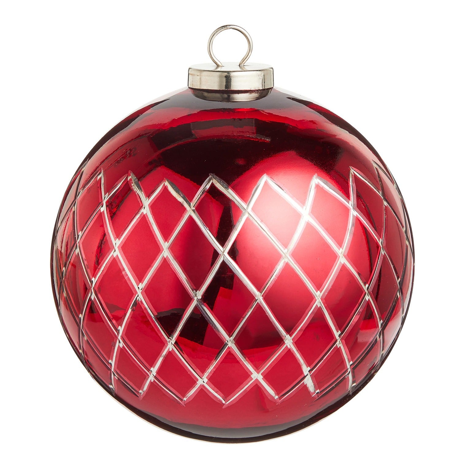 6 Red Etched Ball Ornament