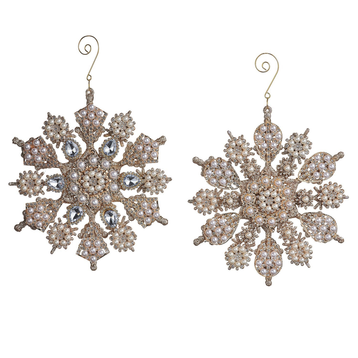7 Pearl and Jewel Snowflake Ornaments