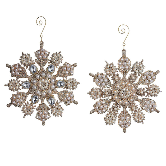 7 Pearl and Jewel Snowflake Ornaments