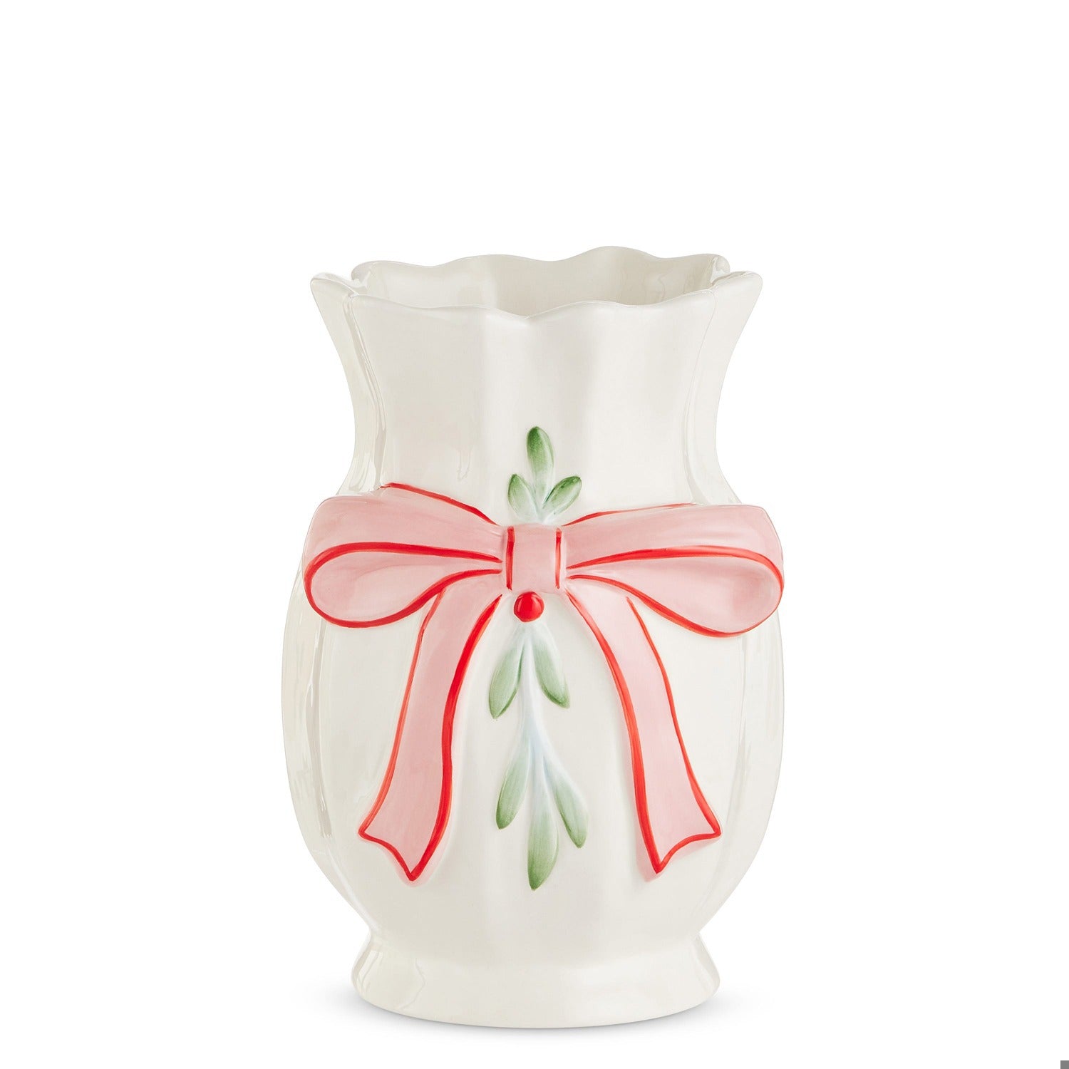 8.75 Bow and Mistletoe Vase