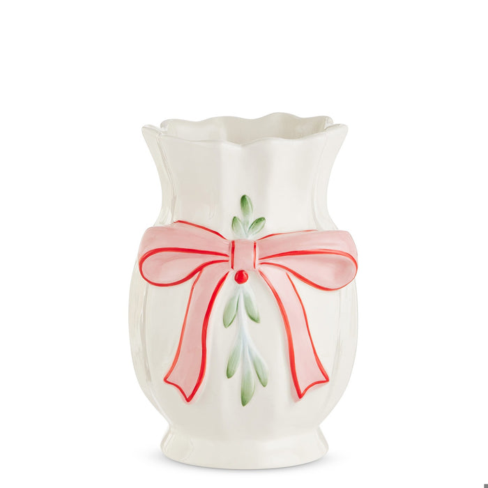 8.75 Bow and Mistletoe Vase
