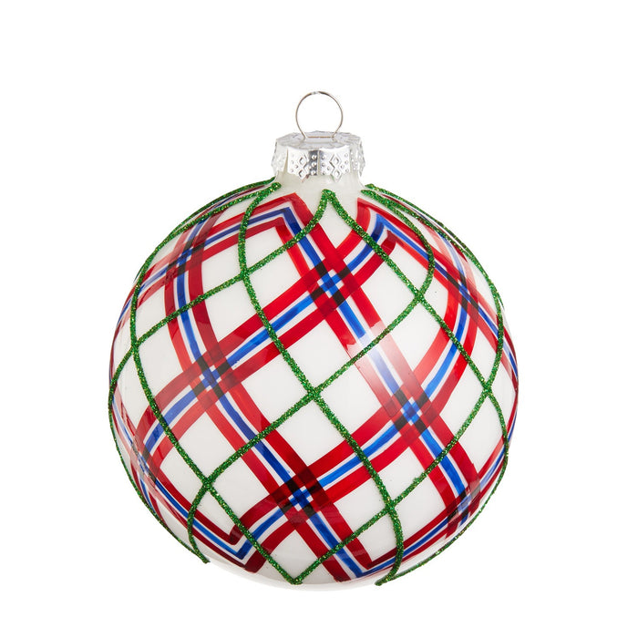 4 Red and Blue Plaid Ornament