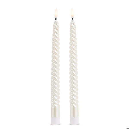 11 Pearlescent Twist Skinny Taper Candles