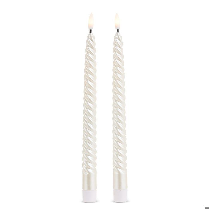11 Pearlescent Twist Skinny Taper Candles