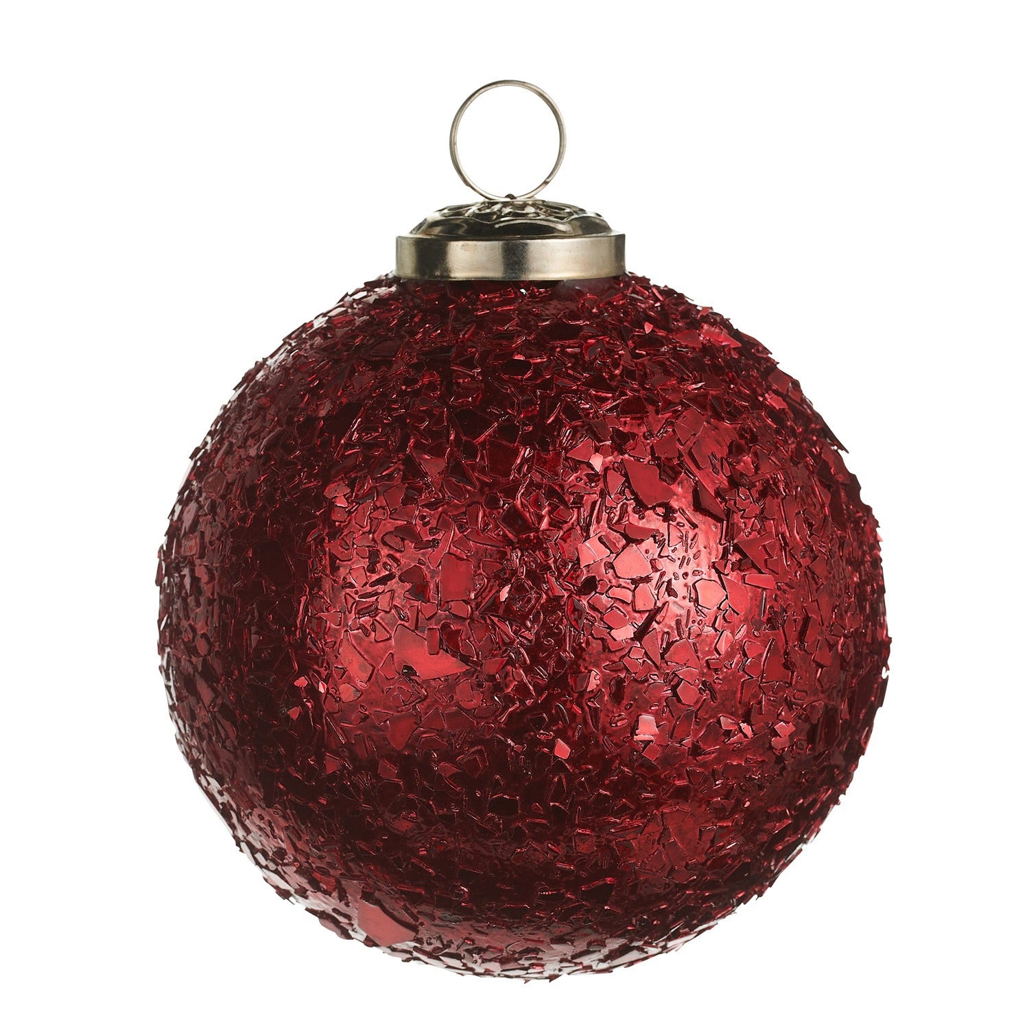4 Red Chunky Glittered Ball Ornament