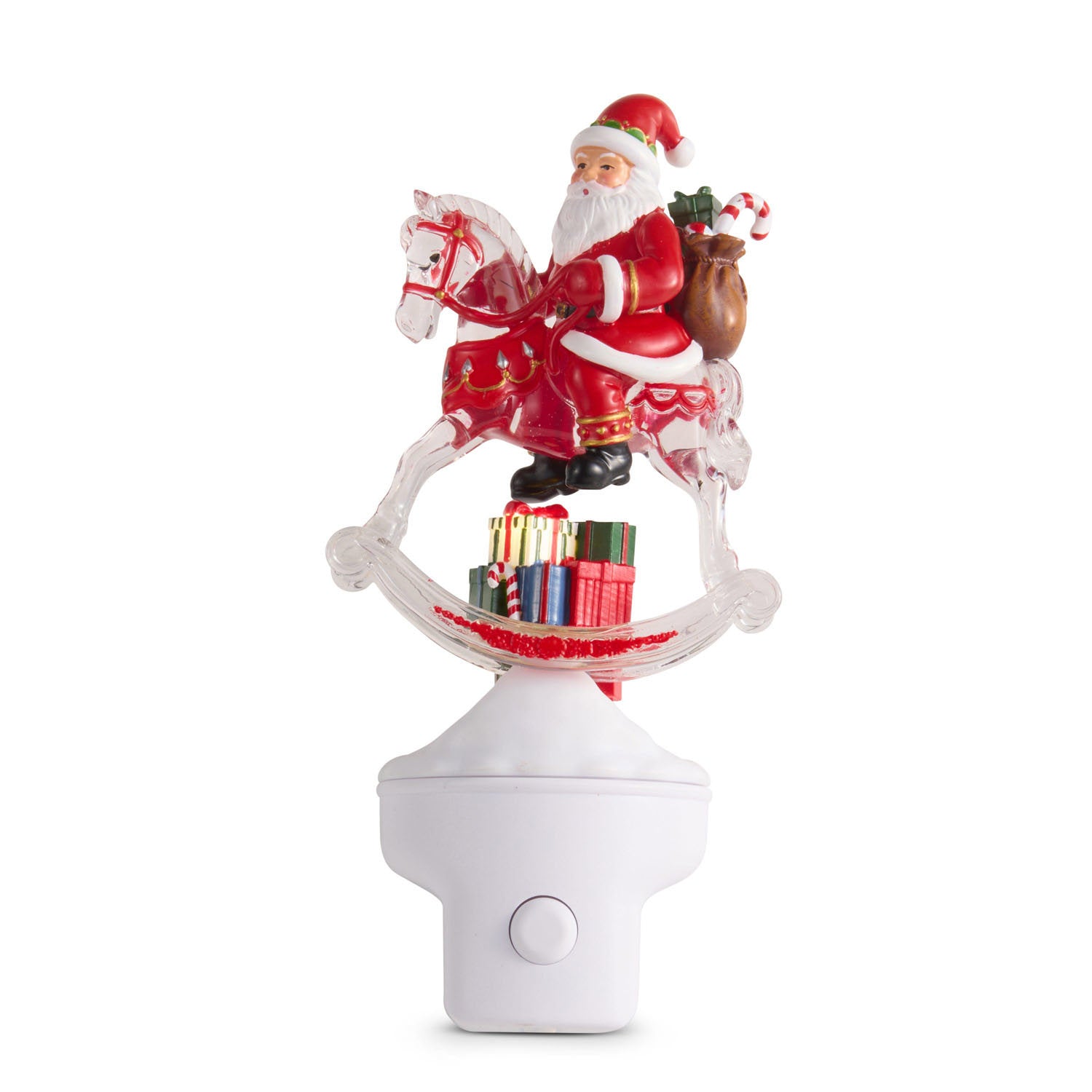 7 Animated Santa on Rocking Horse Night Light