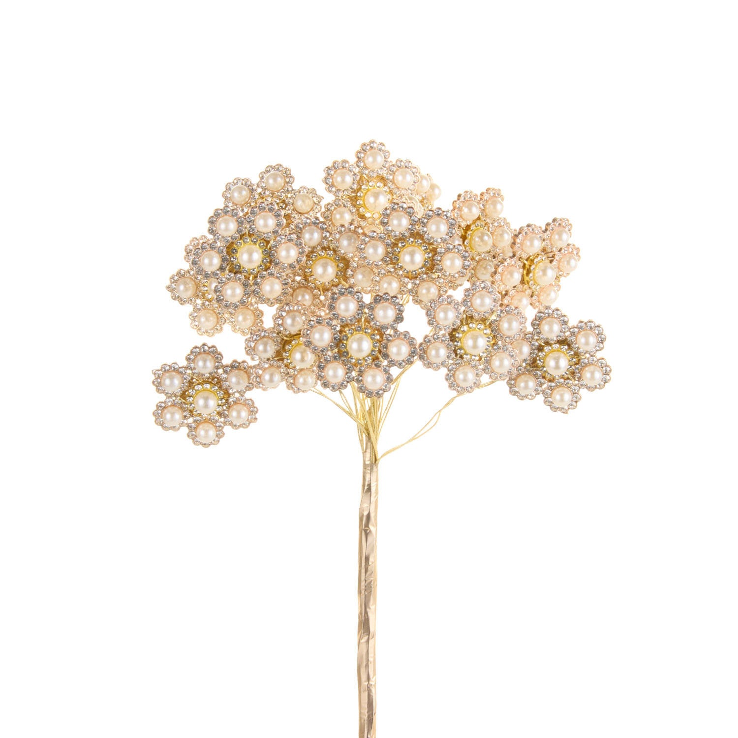 20 Gold and Pearl Floral Pick